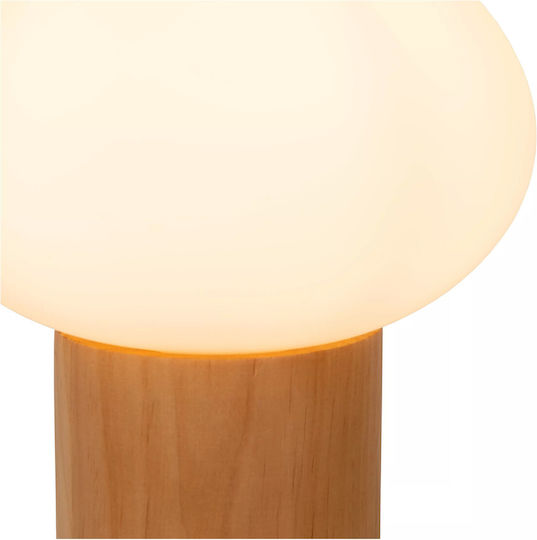 Lucide Lightning Lampă de masă pentru Soclu E27 cu Abajur Alb și Bază Maro