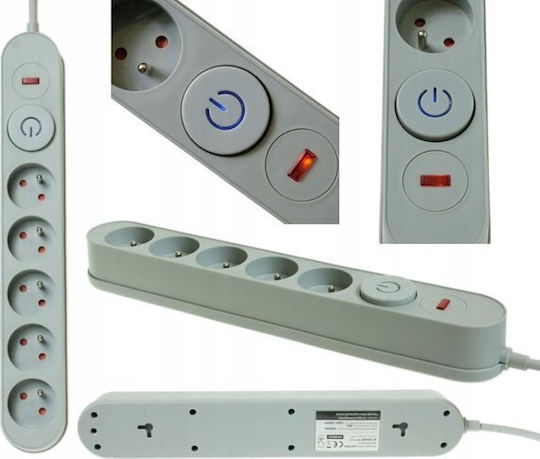 Plastrol Power Strip Safety 5 Sockets with Switch and Cable 3m Gray