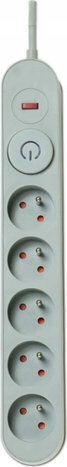 Plastrol Power Strip Safety 5 Sockets with Switch and Cable 3m Gray