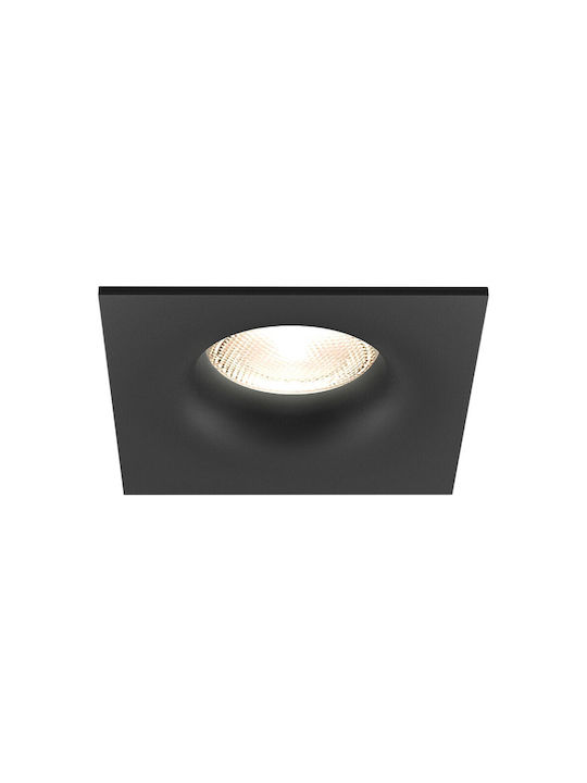 Braytron Τετράγωνο Μεταλλικό Χωνευτό Σποτ Μαύρο 8.9x8.9εκ. 1τμχ