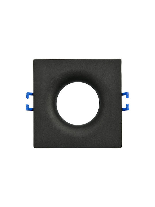Braytron Τετράγωνο Μεταλλικό Χωνευτό Σποτ Μαύρο 8.9x8.9εκ. 1τμχ