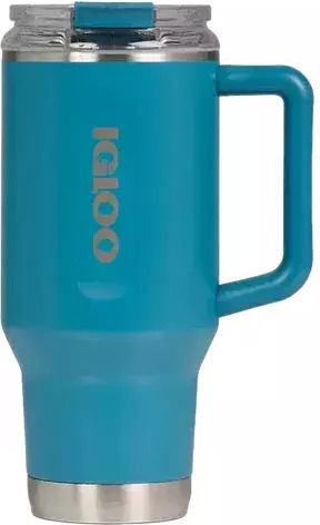 Igloo Handled Tumbler Thermos Plastic 946ml TURQUOISE with Straw and Handle