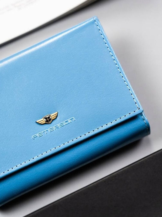 Groß Leder Damen Geldbörse mit RFID Hellblau