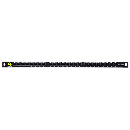 Netrack Unshielded Patch Panel for Rack 0.5U 19" with 24 cat5e / cat7 / cat6 / cat6a Ports Black