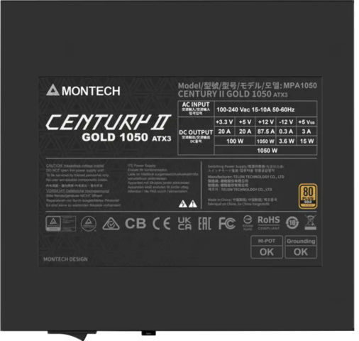 Montech Century II 1050W Gri Sursă de Alimentare Calculator Complet modular 80 Plus Gold