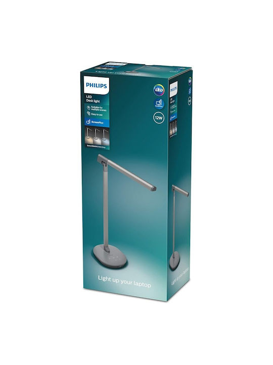 Philips LED Office Lamp Foldable 12W/230V in Silver Color
