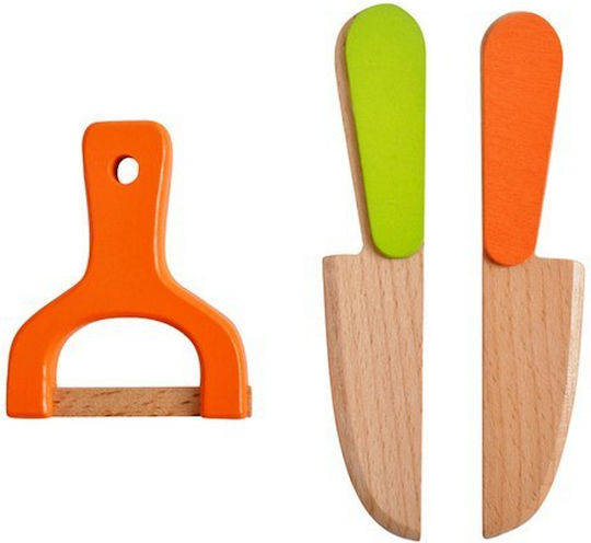 Tocător din lemn pentru fructe și legume Idealstore Dimensiuni 23 X 26 X 6 cm Echipat cu diverse legume și fructe Tocător cuțite culori vibrante prindere magnetică dezvoltă imaginația copilului
