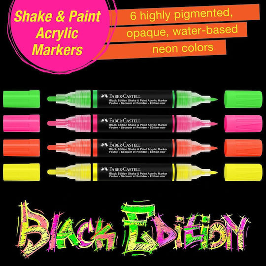 Faber-Castell Acrylic Markers Neon Colours 4pcs