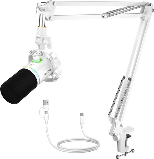 Maono PD200XS Δυναμικό Μικρόφωνο Shock Mounted για Studio σε Λευκό Χρώμα