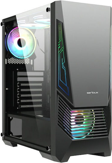 Serioux ROGUE Gaming Midi Tower Κουτί Υπολογιστή με Πλαϊνό Παράθυρο και RGB Φωτισμό Μαύρο