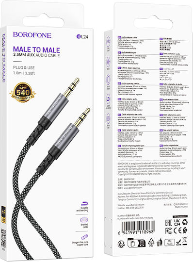 Borofone Cablu Audio Jack 3.5mm 3.5mm Borofone Bl24 Graceful 1m Negru