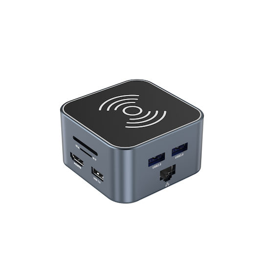 Wozinsky WHBC09Y8S USB-C Docking Station mit HDMI 4K PD Ethernet Gray