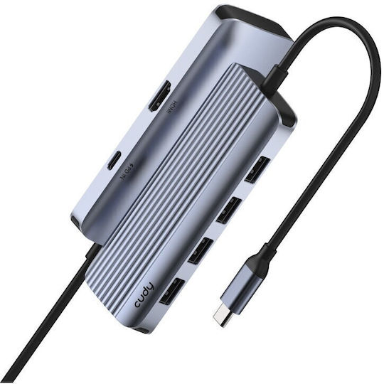 Cudy UH500 USB-C Докинг станция с HDMI 4K PD Етърнет Сив