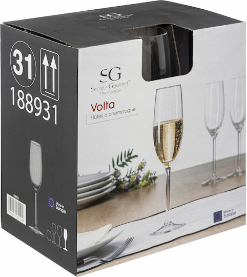 Secret de Gourmet Σετ Ποτήρια Σαμπάνιας από Γυαλί Κολωνάτα 210ml 6τμχ