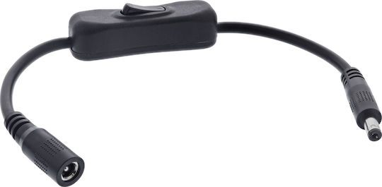 Inline DC Cable Switch DC St Bu 5.5x2.1mm AWG 18 Black 0.20m