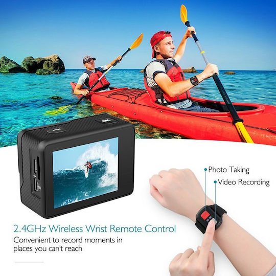 idl-Q60AR 128GB Cameră de Acțiune 4K Ultra HD Subacvatică (cu Carcasă) cu Ecran 2" și Wi-Fi Neagră