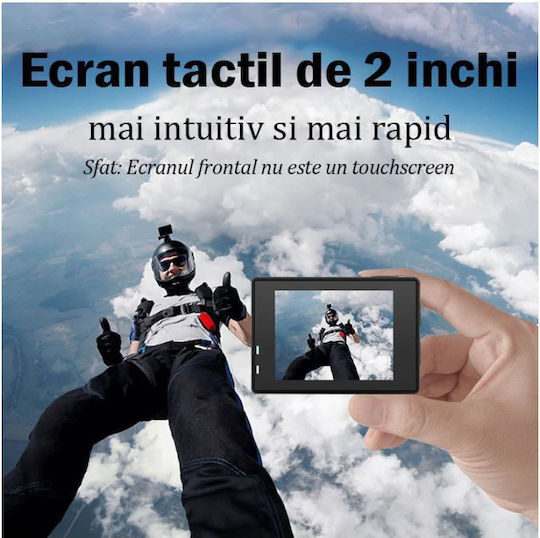 idl-Q80TR 32GB Cameră de Acțiune 4K Ultra HD Subacvatică (cu Carcasă) cu Ecran 2" și Wi-Fi Neagră
