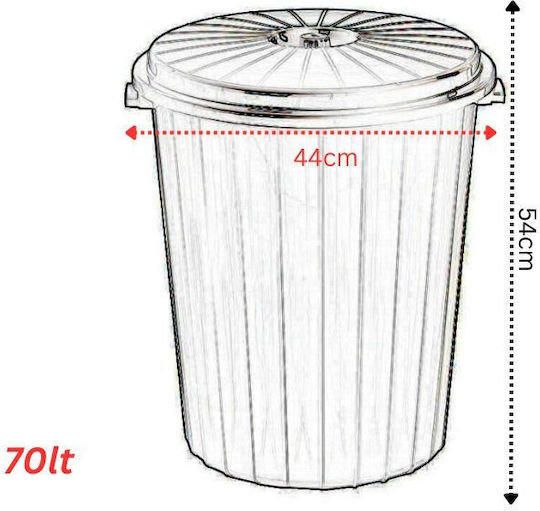 Plastic Waste Bin 70lt Gray