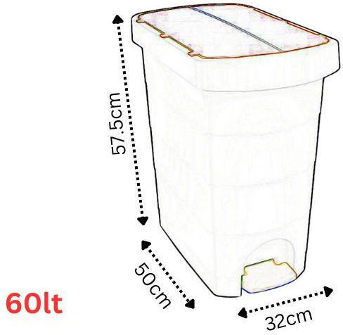 Plastic Waste Bin 60lt with Pedal Black