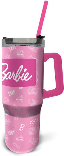 Stor Insulated Stainless Steel Kids Water Bottle Barbie with Straw 940ml (Various Designs/Colors)