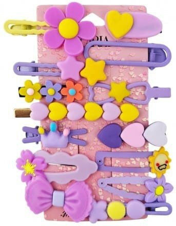 14-in-1 Hair Clips Bobby Pins Set Flowers Purple Bow Sp412