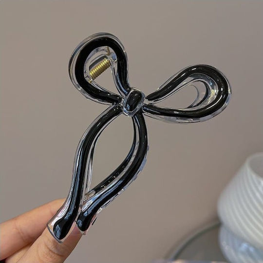 Clamă De Păr Semi-transparentă Neagră Cu Fundiță XL 11x6cm Sp366cz