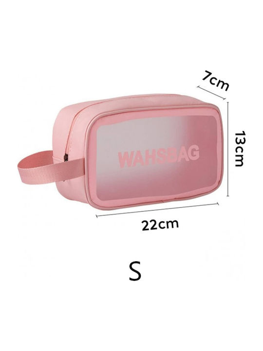 Ecarla Cosmetic Bag Set 3-in-1 Portable Case 3 Sizes Powder Pink