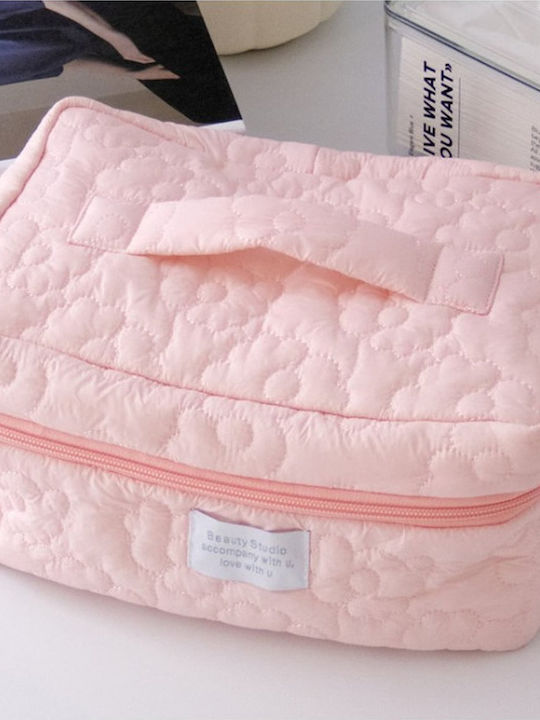Ecarla Quilted Cosmetic Bag Case Pink Ks98