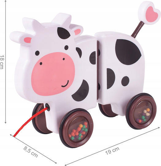 Jucărie Interactivă Văcuța Fericită Idealstore Dimensiune 18 X 19 X 9 Cm Dotată cu Frânghie Fabricată din Plastic de Înaltă Calitate Roți Acoperite cu Cauciuc Bile Umplute Poate Fi Separată în 2 Părți