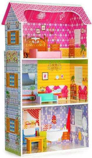 Căsuță de joacă pentru copii Bigshot Bs8012mc 3 nivele 3 camere baie bucătărie piese de mobilier incluse 95 x 50 x 24 cm multicoloră