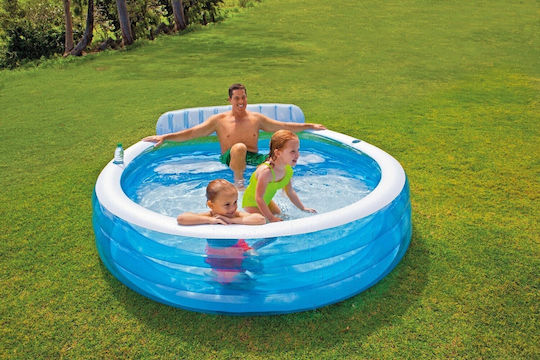 Family Spa Pool Στρογγυλή Πισίνα PVC 640lt Φουσκωτή με Υδρομασάζ 224x76εκ. Λευκή