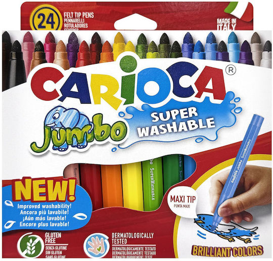 Carioca Jumbo Washable Drawing Markers 6mm Thick Set 24pcs