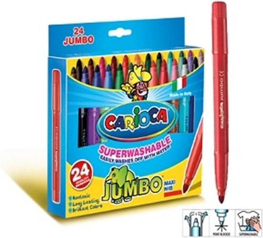 Carioca Jumbo Washable Drawing Markers 6mm Thick Set 24pcs