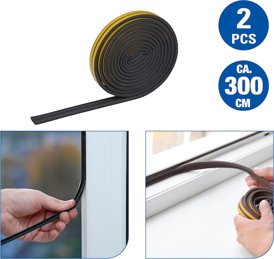 Weather Strip D-shape Black 3m 2pcs Kinzo 8711252498874