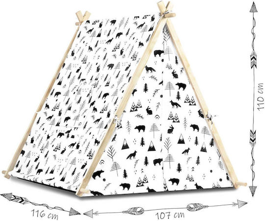 Luminile cortului de joacă Idealstore Tipi Model Tipi Bumbac Natural Perne Saltea Izolatoare Structură Stabilă Pereți Glisanți Husă de Depozitare Design cu Imprimeu Animal