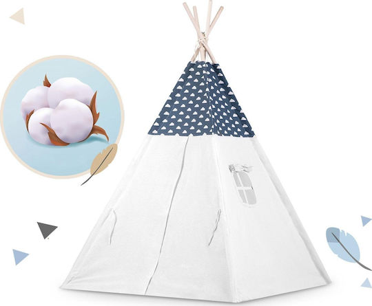 Play Tent Lights Idealstore Tipi Tipi Model Natural Cotton Cushions Insulating Mat Stable Structure Sliding Walls Storage Cover Blue White Color