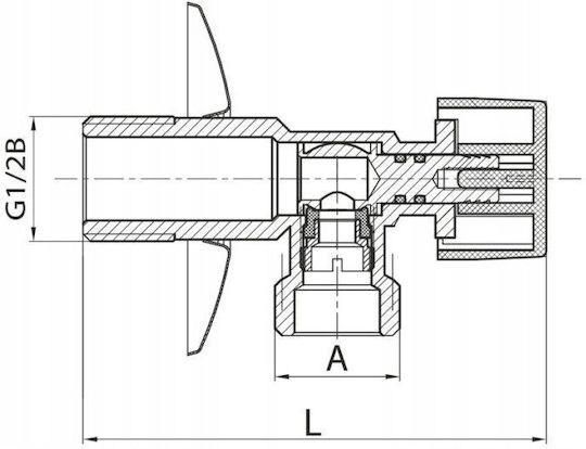 Diamond Βάνα / Διακόπτης Γωνιακός 1/2"x1/2"