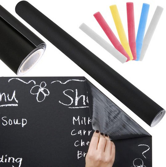 Black School Board Self-adhesive Chalk Idealstore Writing Drawing Includes White Colored Chalk Easy To Stick Reusable Quick Cleaning Water Resistant Develops Child's Creativity