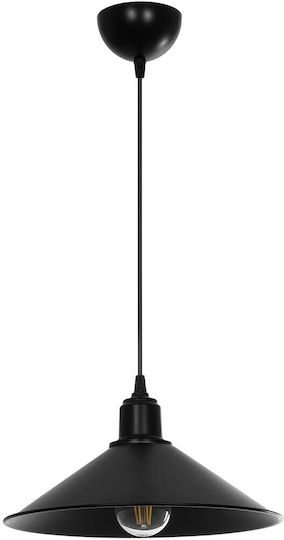 GloboStar Fonte Висящо Осветително Тяло Черен Камбанка 25x25x90см.