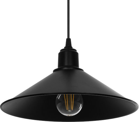 GloboStar Fonte Висящо Осветително Тяло Черен Камбанка 25x25x90см.
