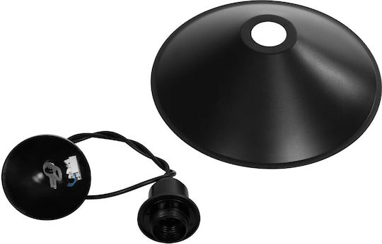 GloboStar Fonte Висящо Осветително Тяло Черен Камбанка 25x25x90см.