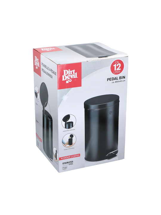 Dirt Devil Coș de Gunoi Plastic cu Pedală Negru 12l
