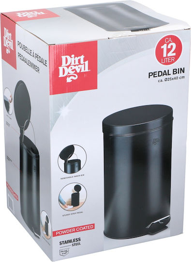 Dirt Devil Relaxdays Kunststoff Mülleimer mit Pedal Schwarz 12lt