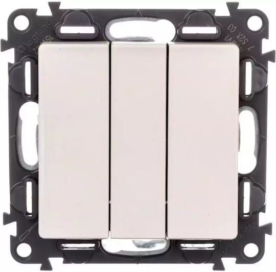 Legrand Valena Life Recessed Wall Switch Triple Without Frame Ecru