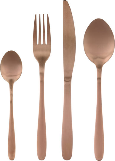 Bakaji 16-Piece Stainless Steel 18/10 Copper Cutlery Set