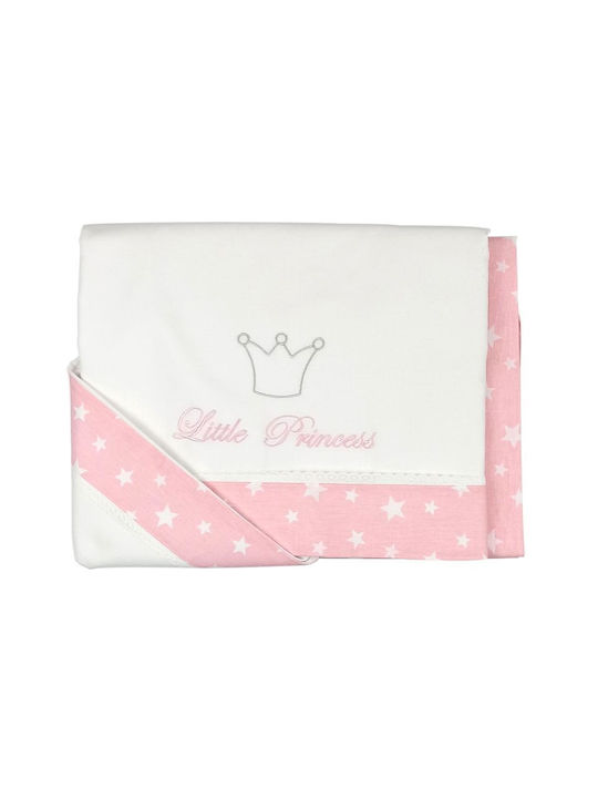 Baby Star Set Cu Cauciuc Princess Roz 110x155cm Lenjerie De Patut Bebe