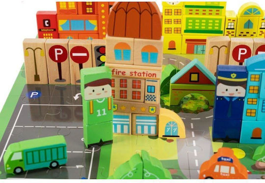 Puzzle educațional tip covor din blocuri, din lemn, 196 de piese Puzzle educațional tip covor din blocuri, din lemn, 196 de piese