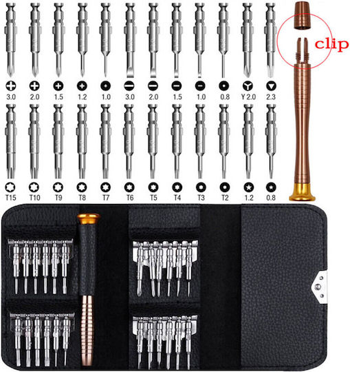 Idealstore 25 In 1 Precision Screwdriver Set Torx Phillips Slotted Pentalobe Triangle Triwing Point Screwdrivers Smartphone Tablet Pc Laptop Camera Repairs Magnetic Tips
