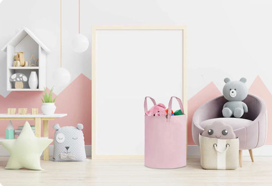 Kinder Aufbewahrungsbox aus Stoff Rosa 60x35cm 1Stück