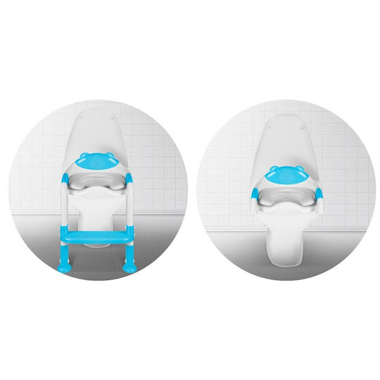 Reducător Toaletă pentru Copii Idealstore Înălțime Reglabilă Un Pas Picioare Anti-alunecare Greutate Maximă 50 Kg Scară Detasabilă Ergonomic Pliabil Turcoaz